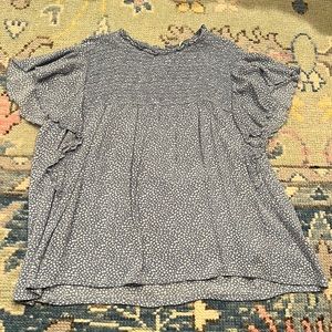 cute blue top, lightweight material, size small